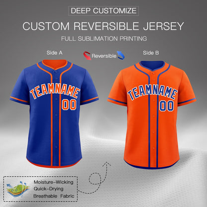 Custom Orange White Reversible Baseball Jersey Classic Style For Youth Team Design Service