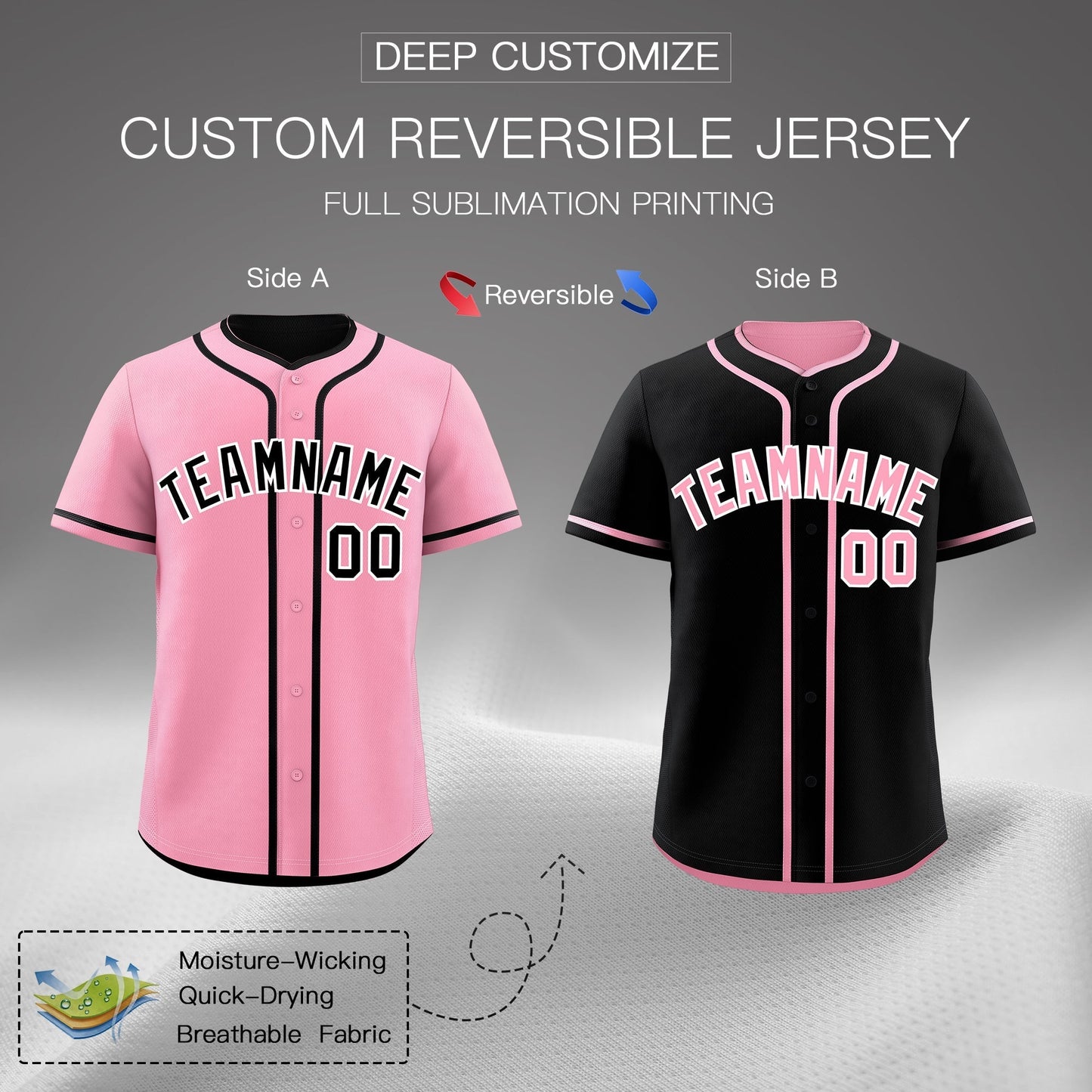 Custom Black White Reversible Baseball Jersey Classic Style For Youth Team Design Service