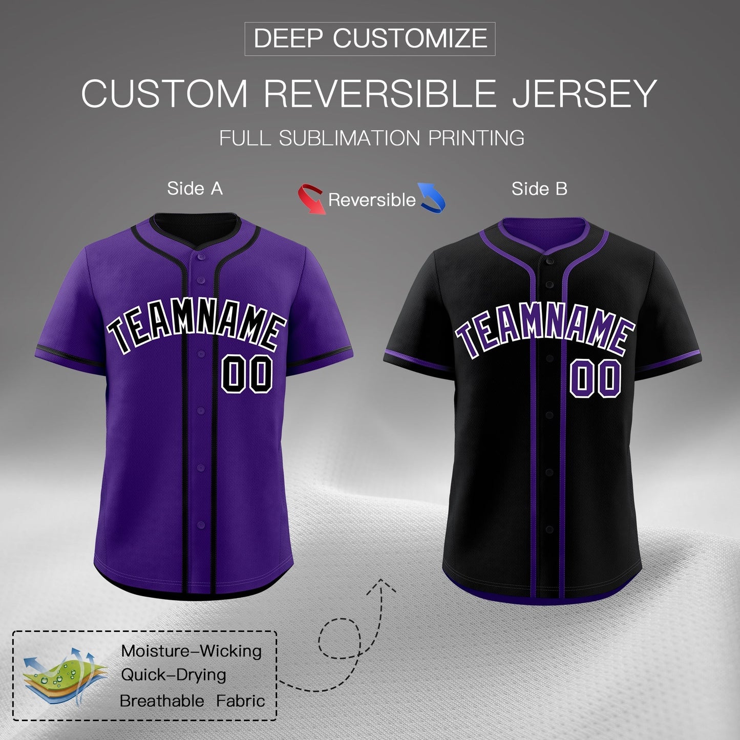 Custom Black White Reversible Baseball Jersey Classic Style For Youth Team Design Service