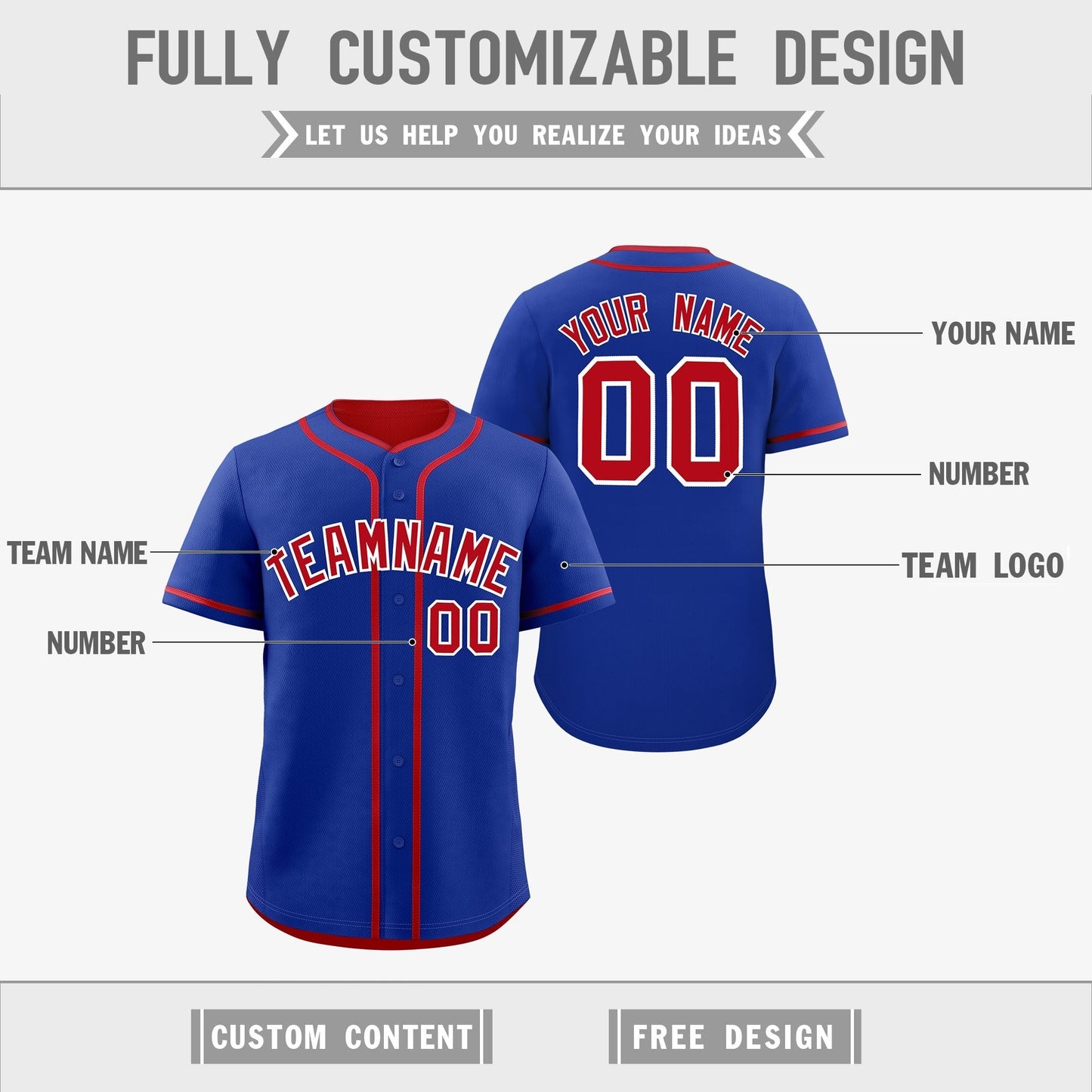 Custom Red White Reversible Baseball Jersey Classic Style Add Team Name & Player Number Moisture-Wicking