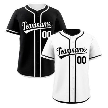 Custom Black White Reversible Baseball Jersey Classic Style For Youth Team Design Service