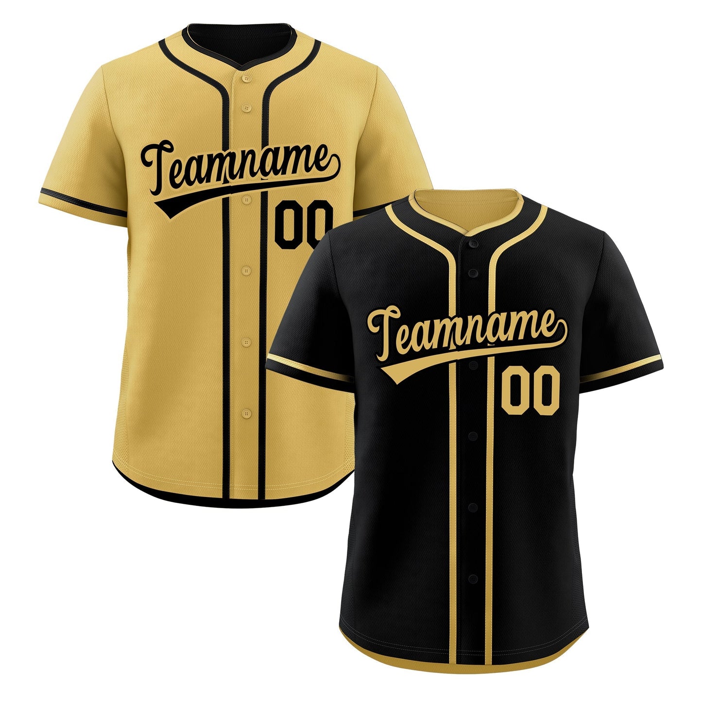 Custom Old Gold Black Reversible Baseball Jersey Classic Style Add Team Name & Player Number Moisture-Wicking