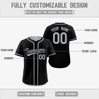Custom Silver Black Reversible Baseball Jersey Classic Style For Youth Team Design Service