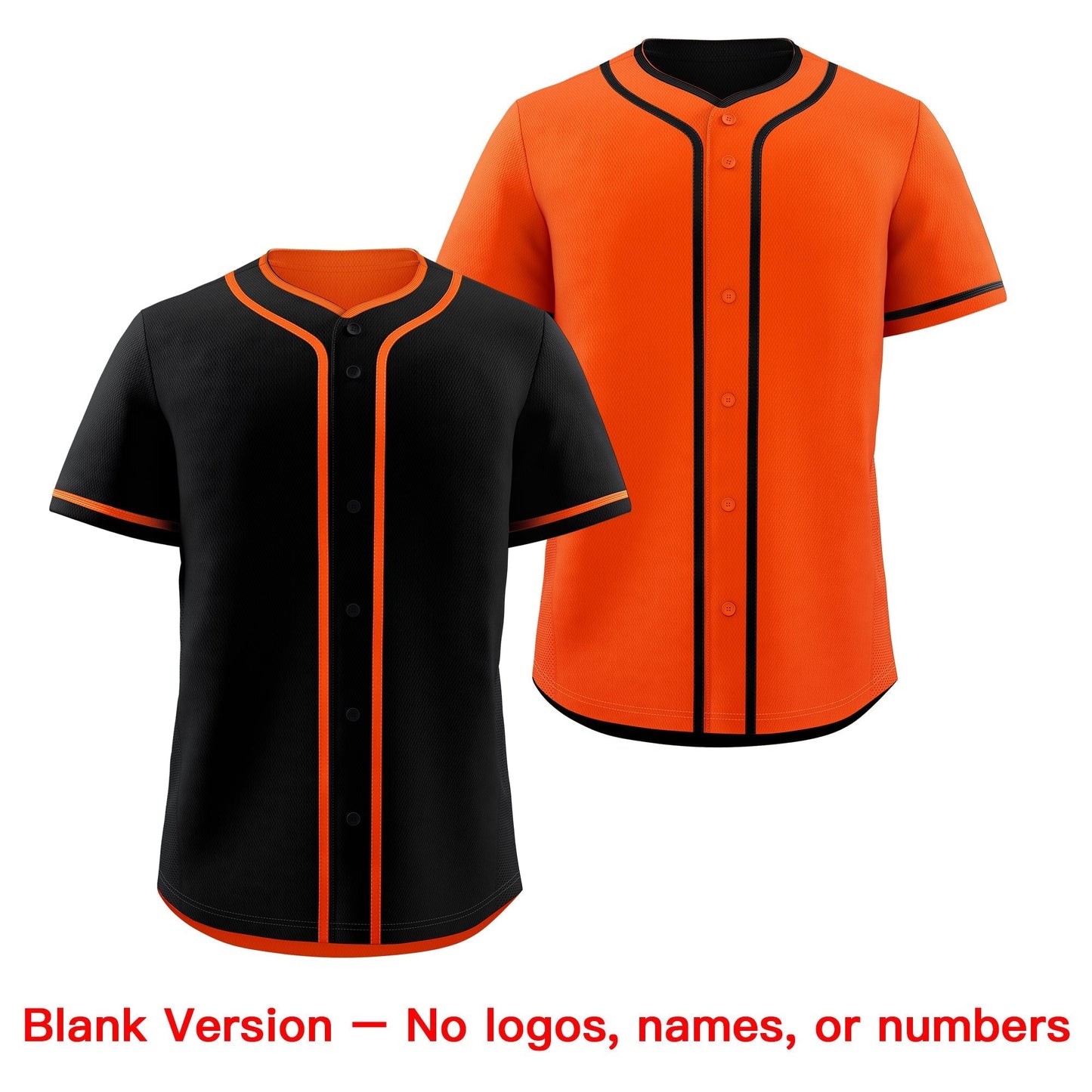 Custom Orange Black Reversible Baseball Jersey Classic Style Add Team Name & Player Number Moisture-Wicking