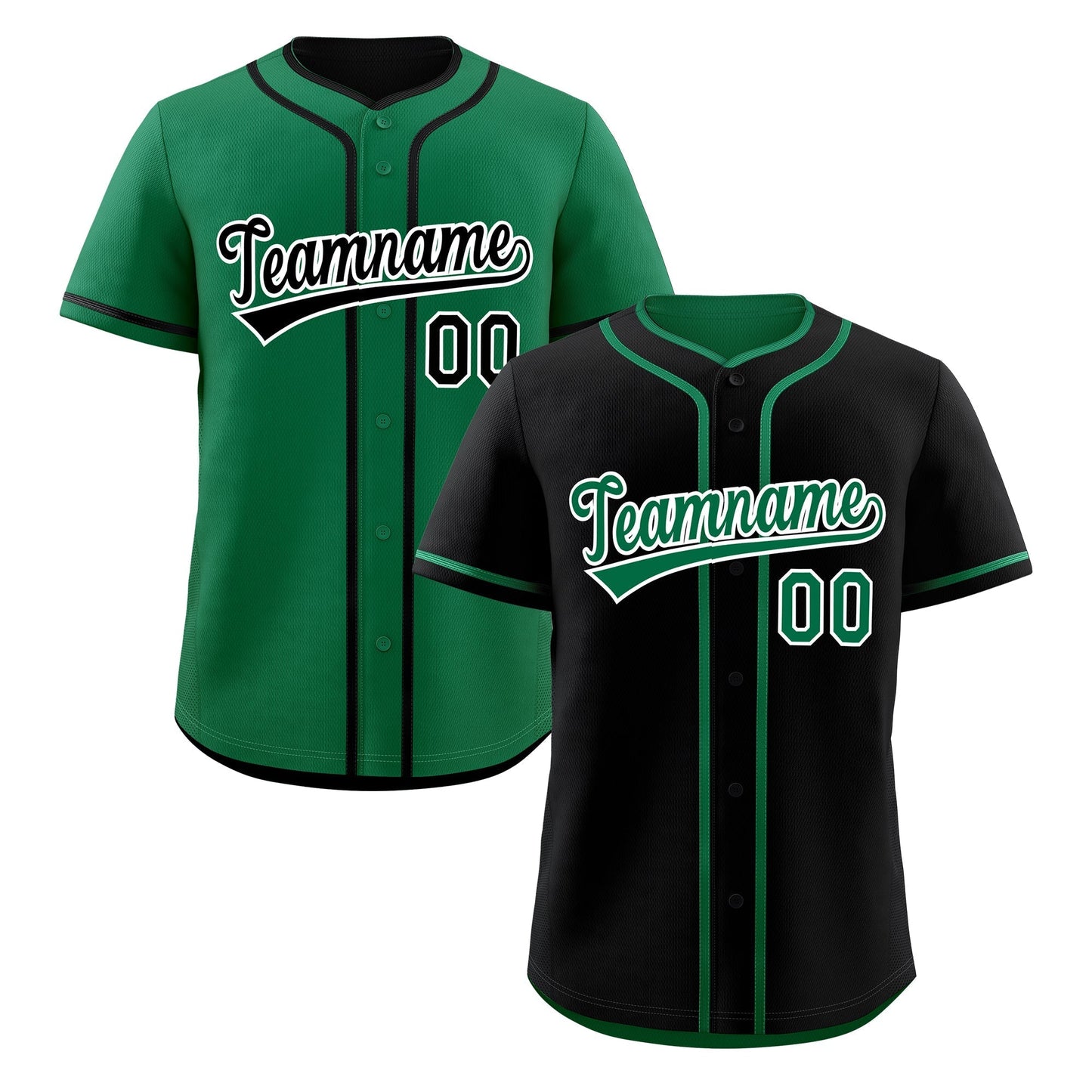 Custom Kelly Green Black Reversible Baseball Jersey Classic Style For Youth Team Design Service