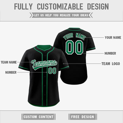 Custom Kelly Green Black Reversible Baseball Jersey Classic Style For Youth Team Design Service