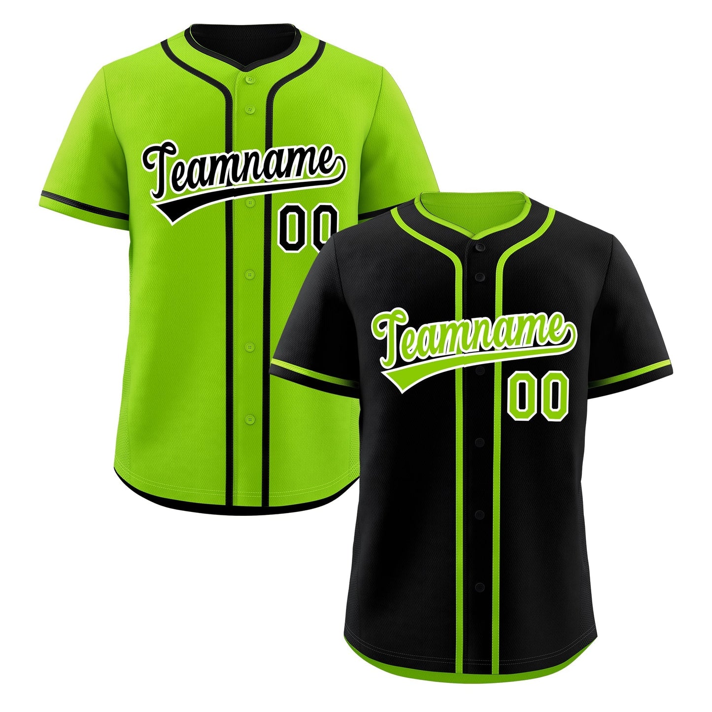Custom Neon Green Black Reversible Baseball Jersey Classic Style For Youth Team Design Service