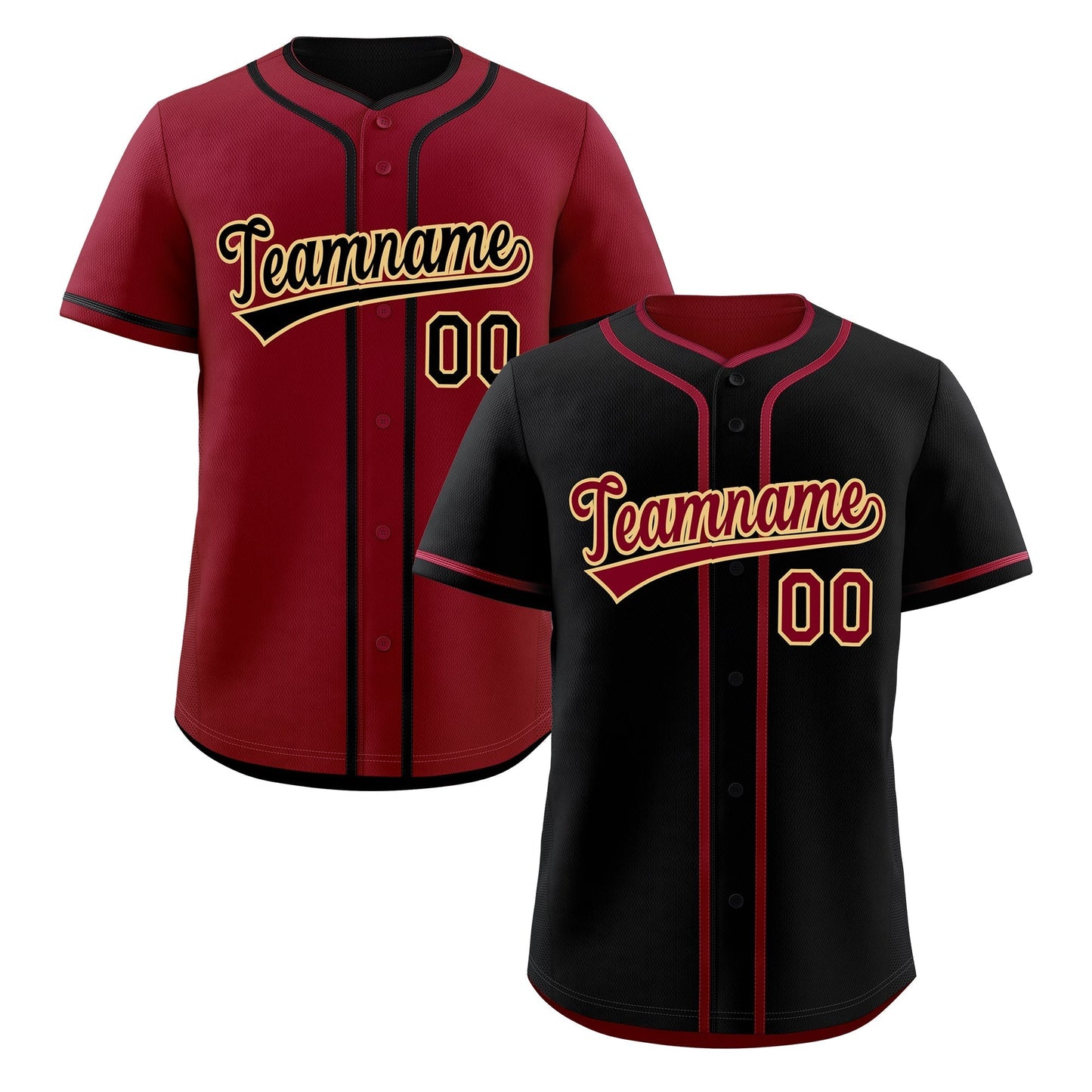 Custom Crimson Black Reversible Baseball Jersey Classic Style Add Team Name & Player Number Moisture-Wicking