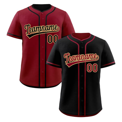 Custom Crimson Black Reversible Baseball Jersey Classic Style Add Team Name & Player Number Moisture-Wicking