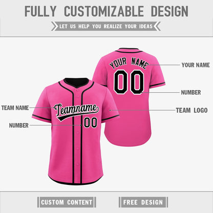 Custom Black Pink Reversible Baseball Jersey Classic Style For Youth Team Design Service