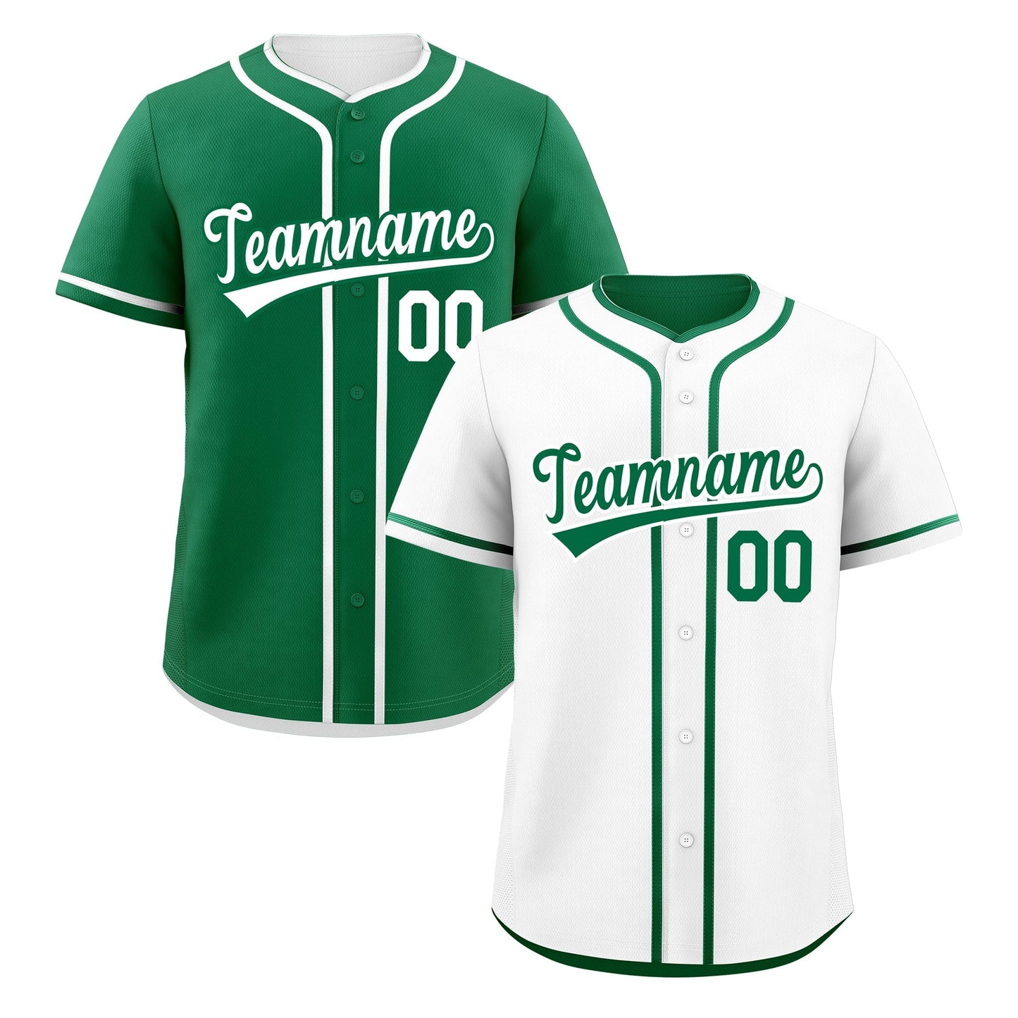 Custom Kelly Green White Reversible Baseball Jersey Classic Style For Youth Team Design Service