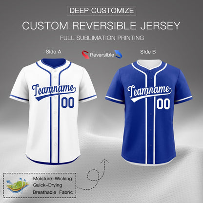 Custom Royal Blue Reversible Baseball Jersey Classic Style Add Team Name & Player Number Moisture-Wicking