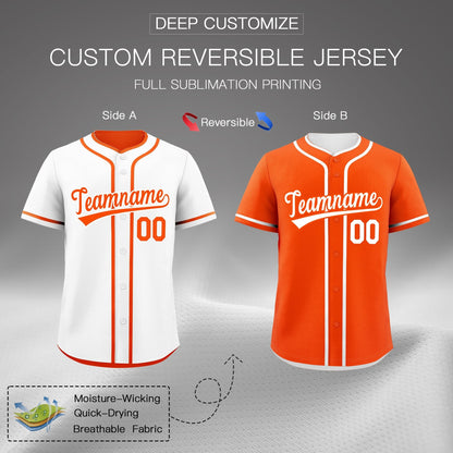 Custom Orange Reversible Baseball Jersey Classic Style For Youth Team Design Service