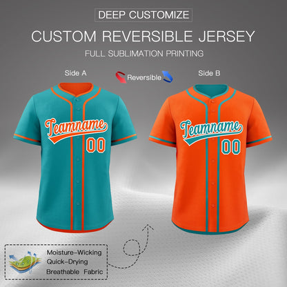 Custom Orange White Reversible Baseball Jersey Classic Style Add Team Name & Player Number Moisture-Wicking