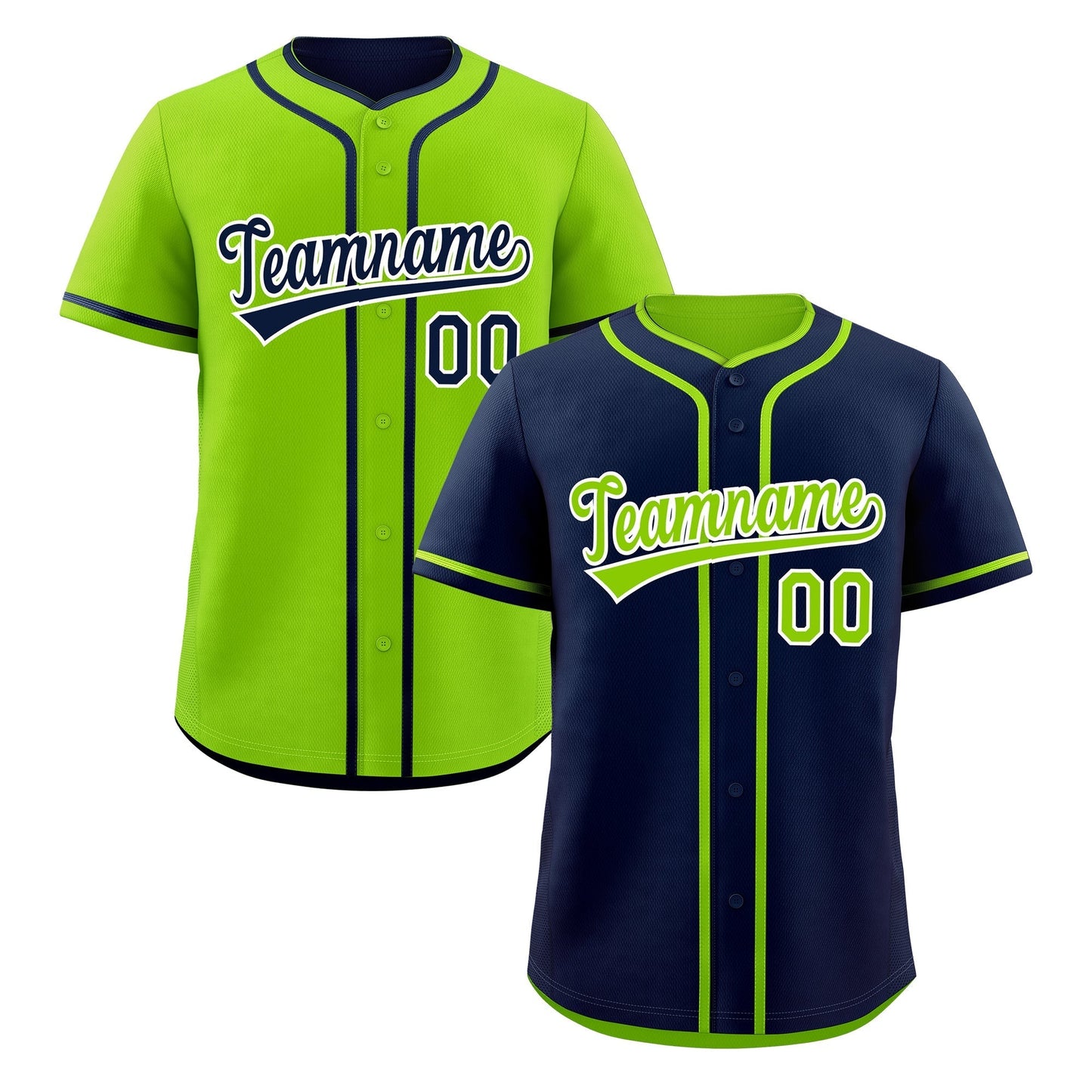 Custom Neon Green White Reversible Baseball Jersey Classic Style Add Team Name & Player Number Moisture-Wicking