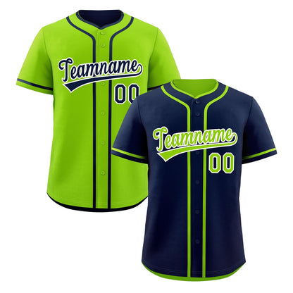 Custom Neon Green White Reversible Baseball Jersey Classic Style Add Team Name & Player Number Moisture-Wicking