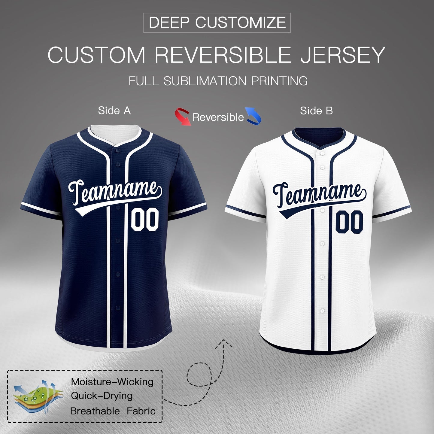 Custom White Reversible Baseball Jersey Classic Style For Youth Team Design Service