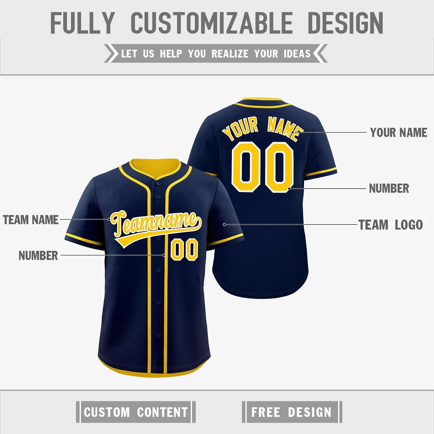 Custom Gold White Reversible Baseball Jersey Classic Style Add Team Name & Player Number Moisture-Wicking