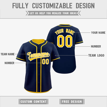 Custom Gold White Reversible Baseball Jersey Classic Style Add Team Name & Player Number Moisture-Wicking