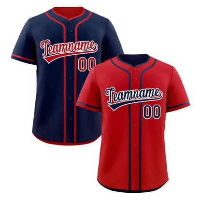 Custom Navy White Reversible Baseball Jersey Classic Style Add Team Name & Player Number Moisture-Wicking