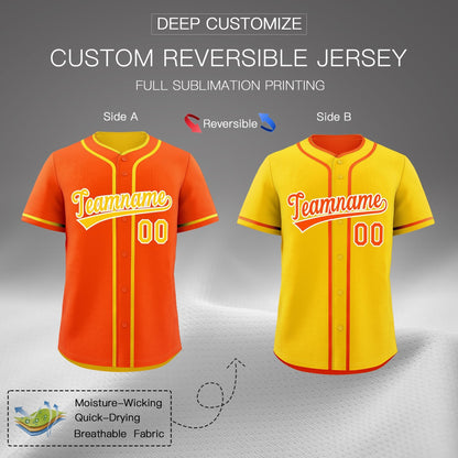 Custom Gold White Reversible Baseball Jersey Classic Style Add Team Name & Player Number Moisture-Wicking