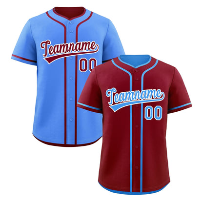Custom Powder Blue White Reversible Baseball Jersey Classic Style Add Team Name & Player Number Moisture-Wicking
