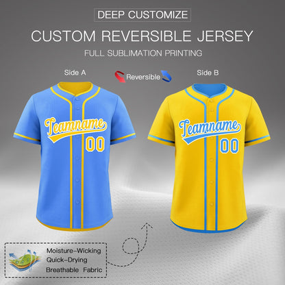 Custom Gold White Reversible Baseball Jersey Classic Style For Youth Team Design Service