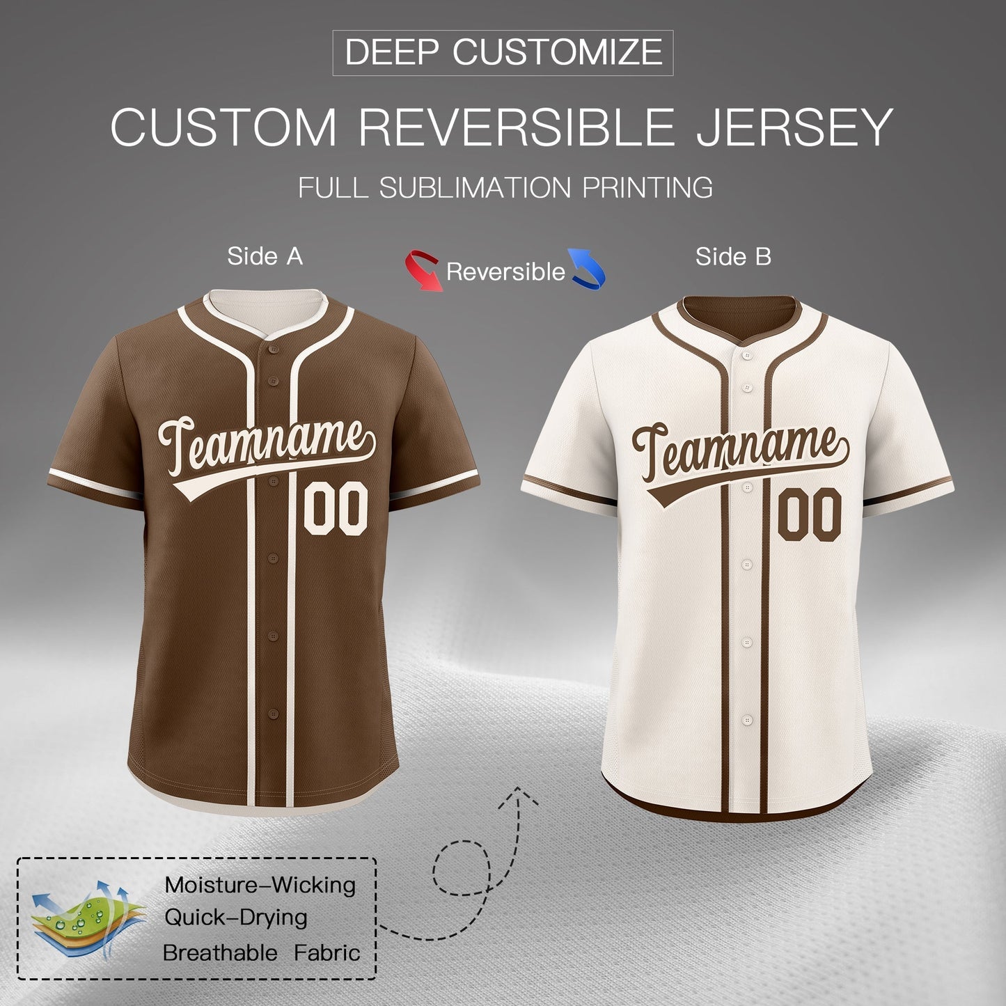 Custom Cream Reversible Baseball Jersey Classic Style For Youth Team Design Service