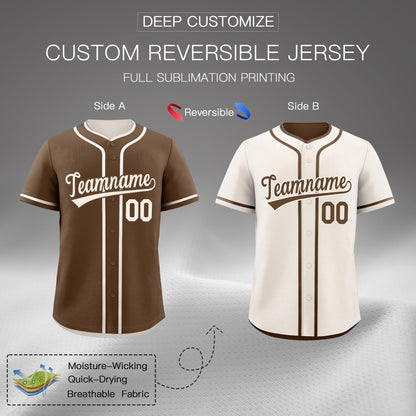 Custom Cream Reversible Baseball Jersey Classic Style For Youth Team Design Service