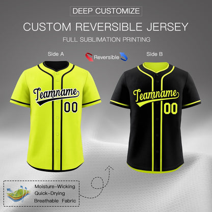 Custom Black Reversible Baseball Jersey Classic Style Add Team Name & Player Number Moisture-Wicking
