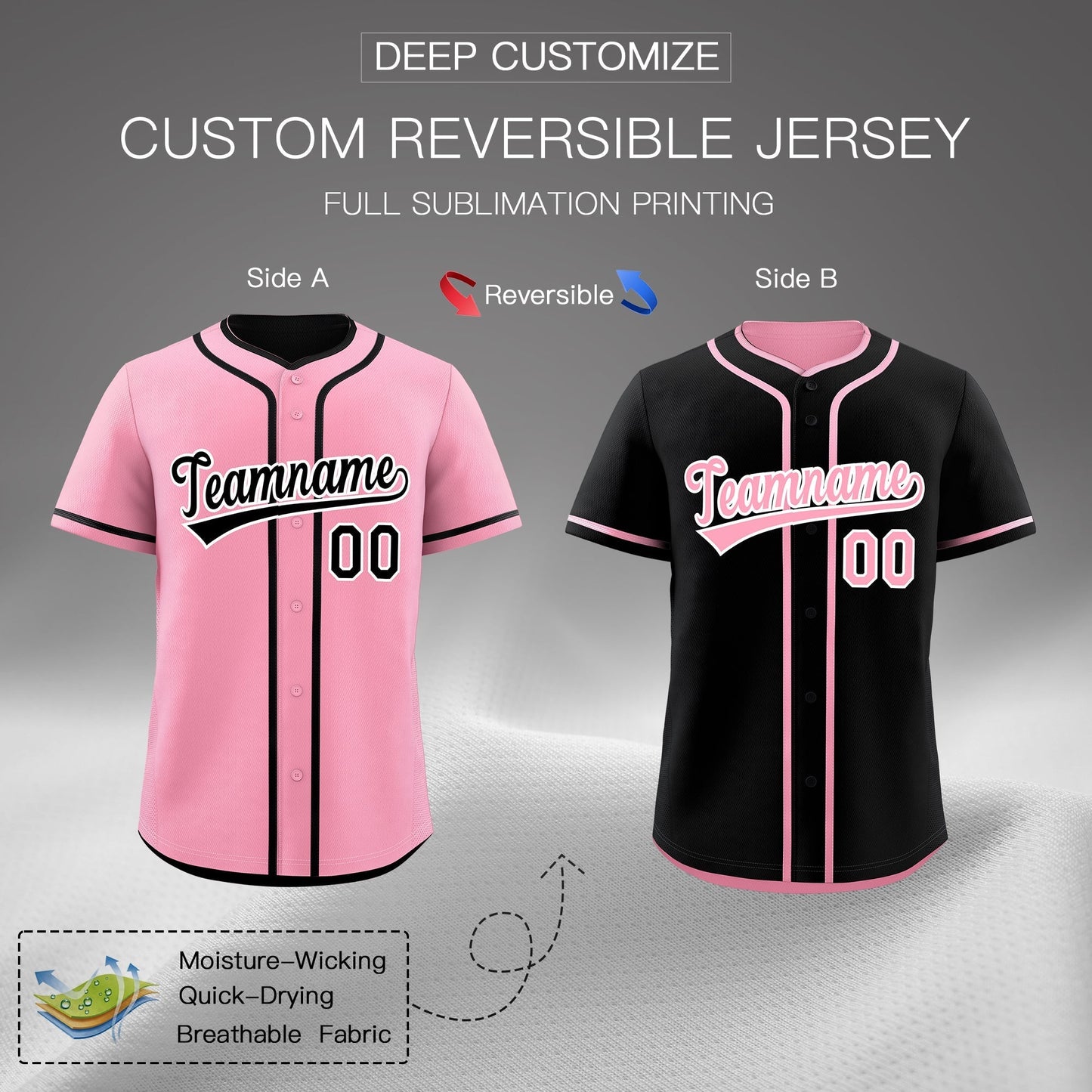 Custom Black White Reversible Baseball Jersey Classic Style For Youth Team Design Service