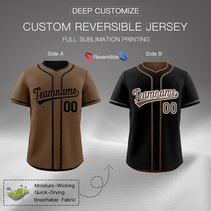 Custom Black White Reversible Baseball Jersey Classic Style Add Team Name & Player Number Moisture-Wicking
