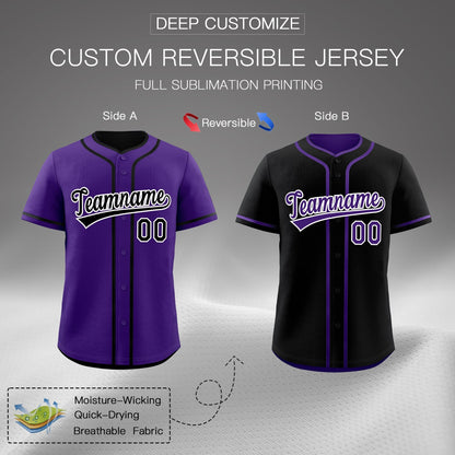 Custom Black White Reversible Baseball Jersey Classic Style For Youth Team Design Service
