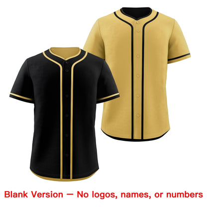 Custom Old Gold Black Reversible Baseball Jersey Classic Style Add Team Name & Player Number Moisture-Wicking