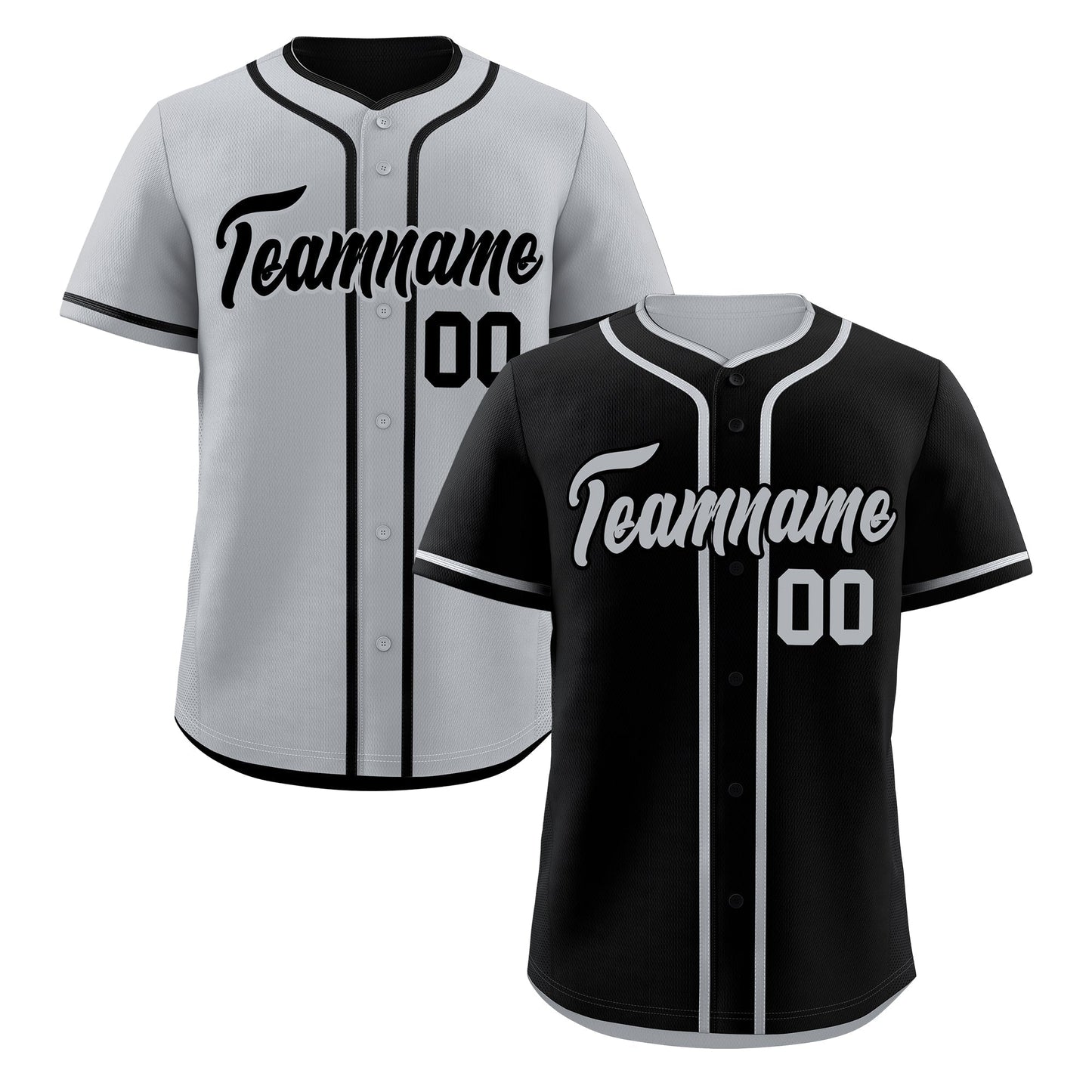 Custom Silver Black Reversible Baseball Jersey Classic Style For Youth Team Design Service