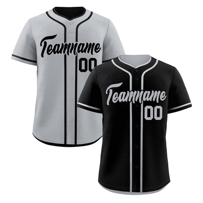 Custom Silver Black Reversible Baseball Jersey Classic Style For Youth Team Design Service