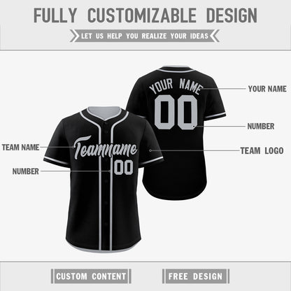 Custom Silver Black Reversible Baseball Jersey Classic Style For Youth Team Design Service