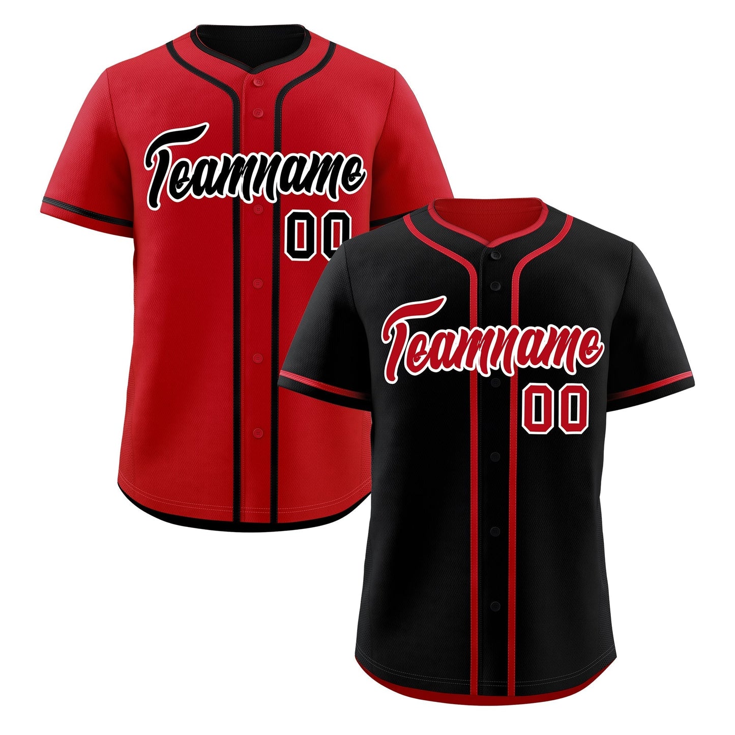 Custom Red Black Reversible Baseball Jersey Classic Style Add Team Name & Player Number Moisture-Wicking