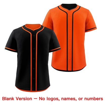 Custom Orange Black Reversible Baseball Jersey Classic Style Add Team Name & Player Number Moisture-Wicking