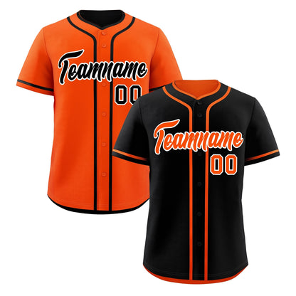 Custom Orange Black Reversible Baseball Jersey Classic Style Add Team Name & Player Number Moisture-Wicking