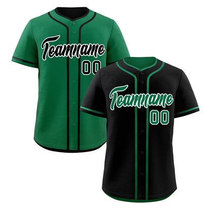 Custom Kelly Green Black Reversible Baseball Jersey Classic Style For Youth Team Design Service