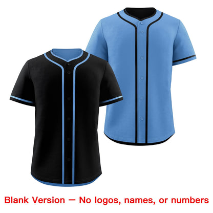 Custom Light Blue Black Reversible Baseball Jersey Classic Style Add Team Name & Player Number Moisture-Wicking