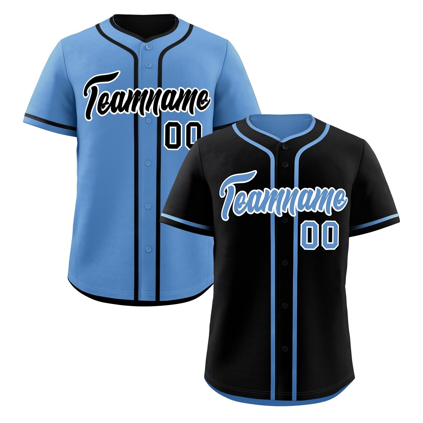 Custom Light Blue Black Reversible Baseball Jersey Classic Style Add Team Name & Player Number Moisture-Wicking