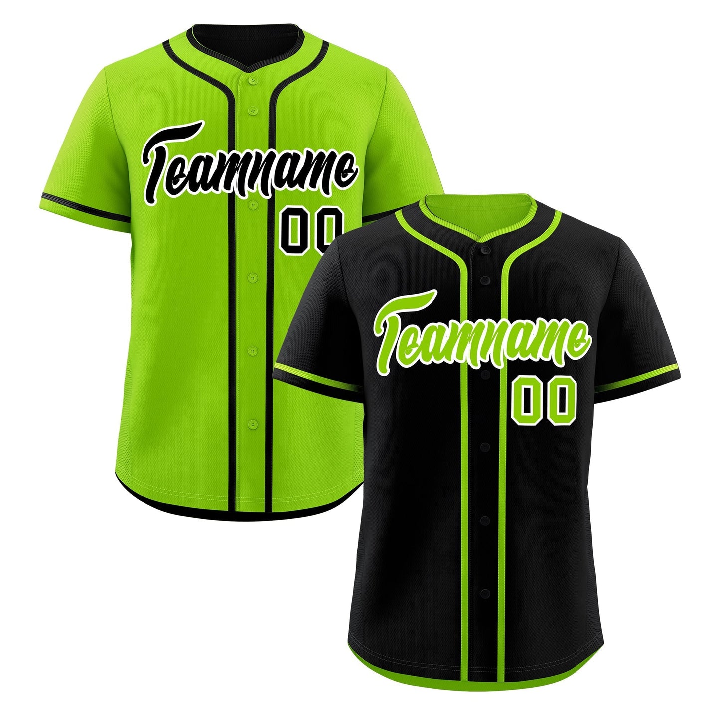 Custom Neon Green Black Reversible Baseball Jersey Classic Style For Youth Team Design Service