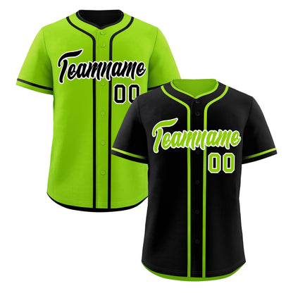 Custom Neon Green Black Reversible Baseball Jersey Classic Style For Youth Team Design Service