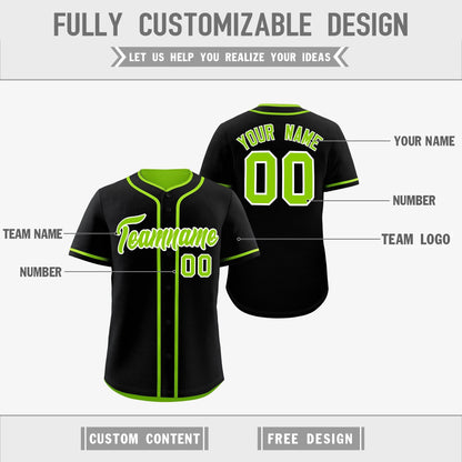 Custom Neon Green Black Reversible Baseball Jersey Classic Style For Youth Team Design Service