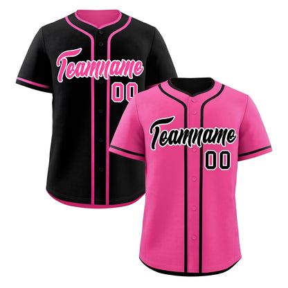 Custom Black Pink Reversible Baseball Jersey Classic Style For Youth Team Design Service
