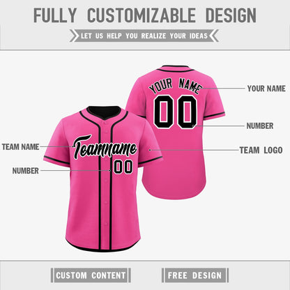 Custom Black Pink Reversible Baseball Jersey Classic Style For Youth Team Design Service