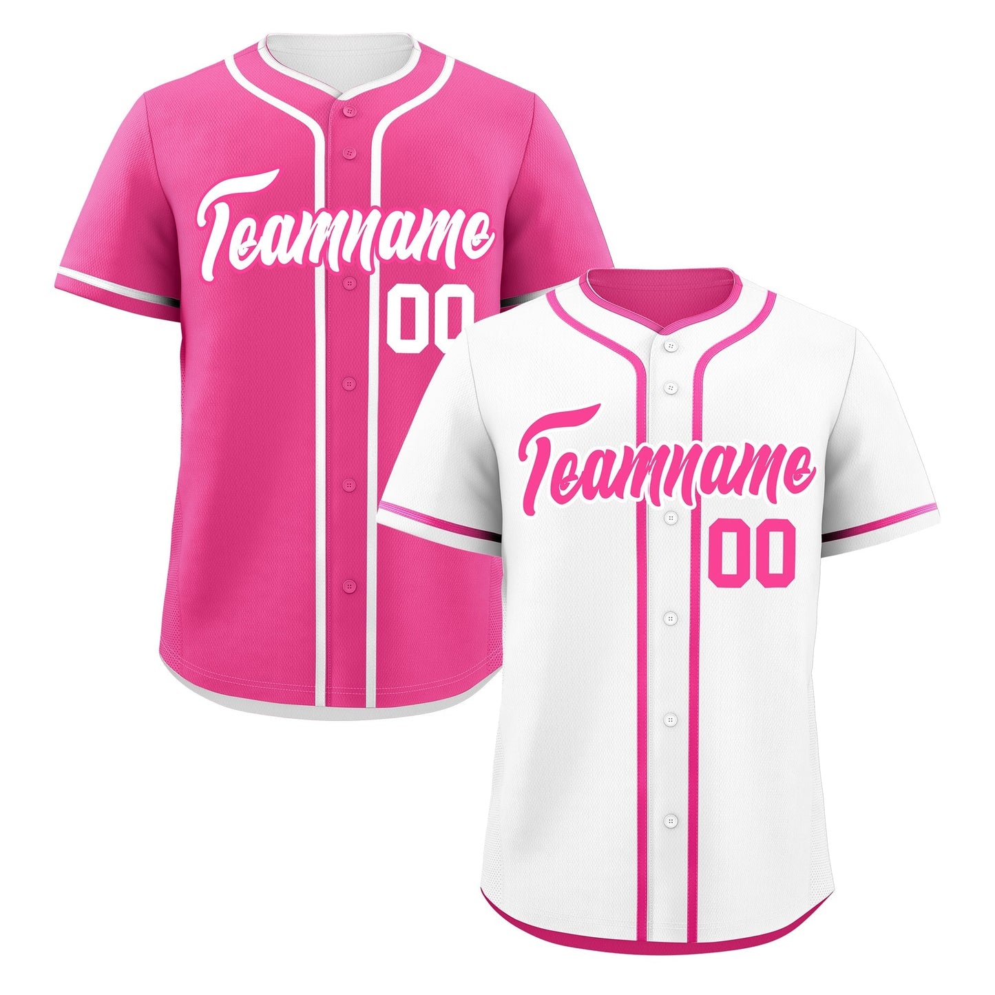 Custom Pink White Reversible Baseball Jersey Classic Style Add Team Name & Player Number Moisture-Wicking