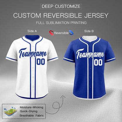 Custom Royal Blue Reversible Baseball Jersey Classic Style Add Team Name & Player Number Moisture-Wicking